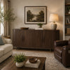 Micky 68" Accent Cabinet with 4 Fluted Doors | Brown Solid Mango Wood | Gold Legs