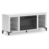 Levvy TV St& Media Console | Electric Fireplace | Storage | White Wood 60"