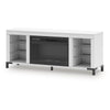 Levvy TV St& Media Console | Electric Fireplace | Storage | White Wood 60"