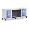 Levvy TV St& Media Console | Electric Fireplace | Storage | White Wood 60"