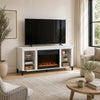 Levvy TV St& Media Console | Electric Fireplace | Storage | White Wood 60"
