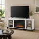 Levvy TV St& Media Console | Electric Fireplace | Storage | White Wood 60"
