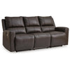 Andie Dual Power Reclining Sofa with USB Port | Storm Gray Leather 84"