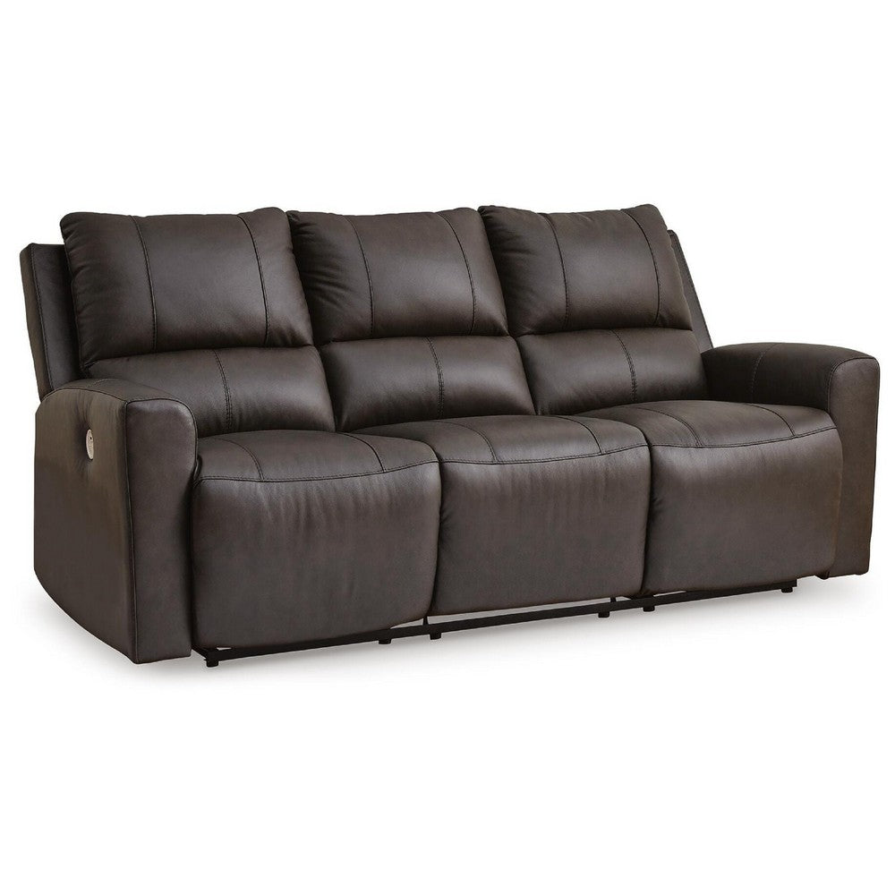 Andie Dual Power Reclining Sofa with USB Port | Storm Gray Leather 84"