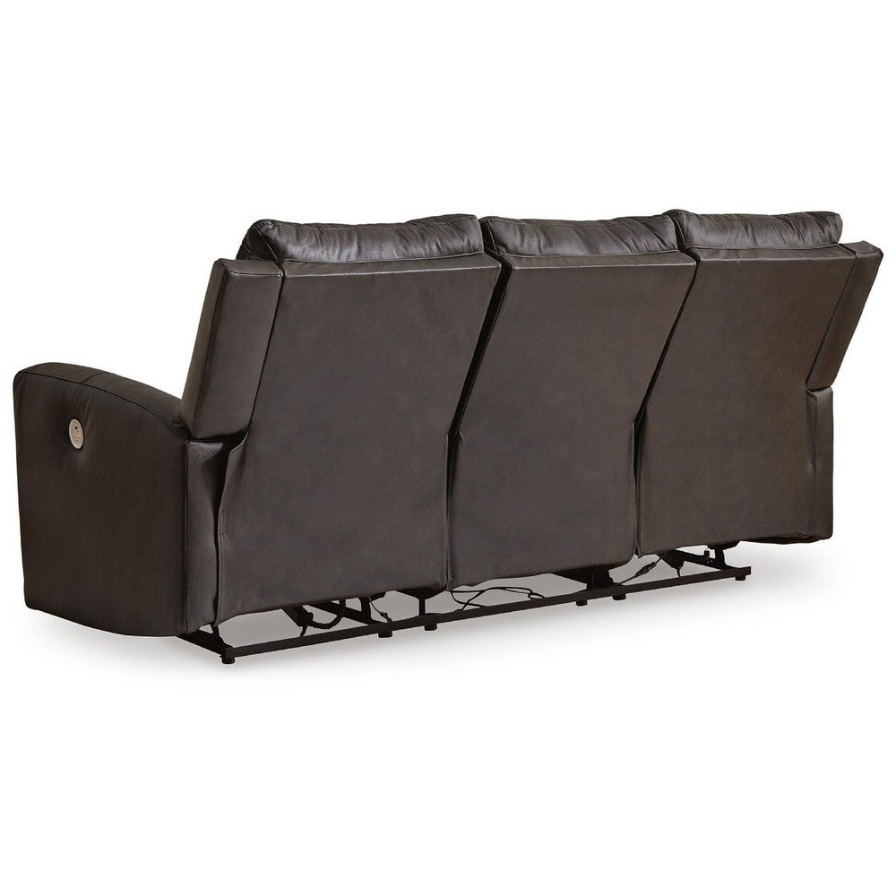 Andie Dual Power Reclining Sofa with USB Port | Storm Gray Leather 84"