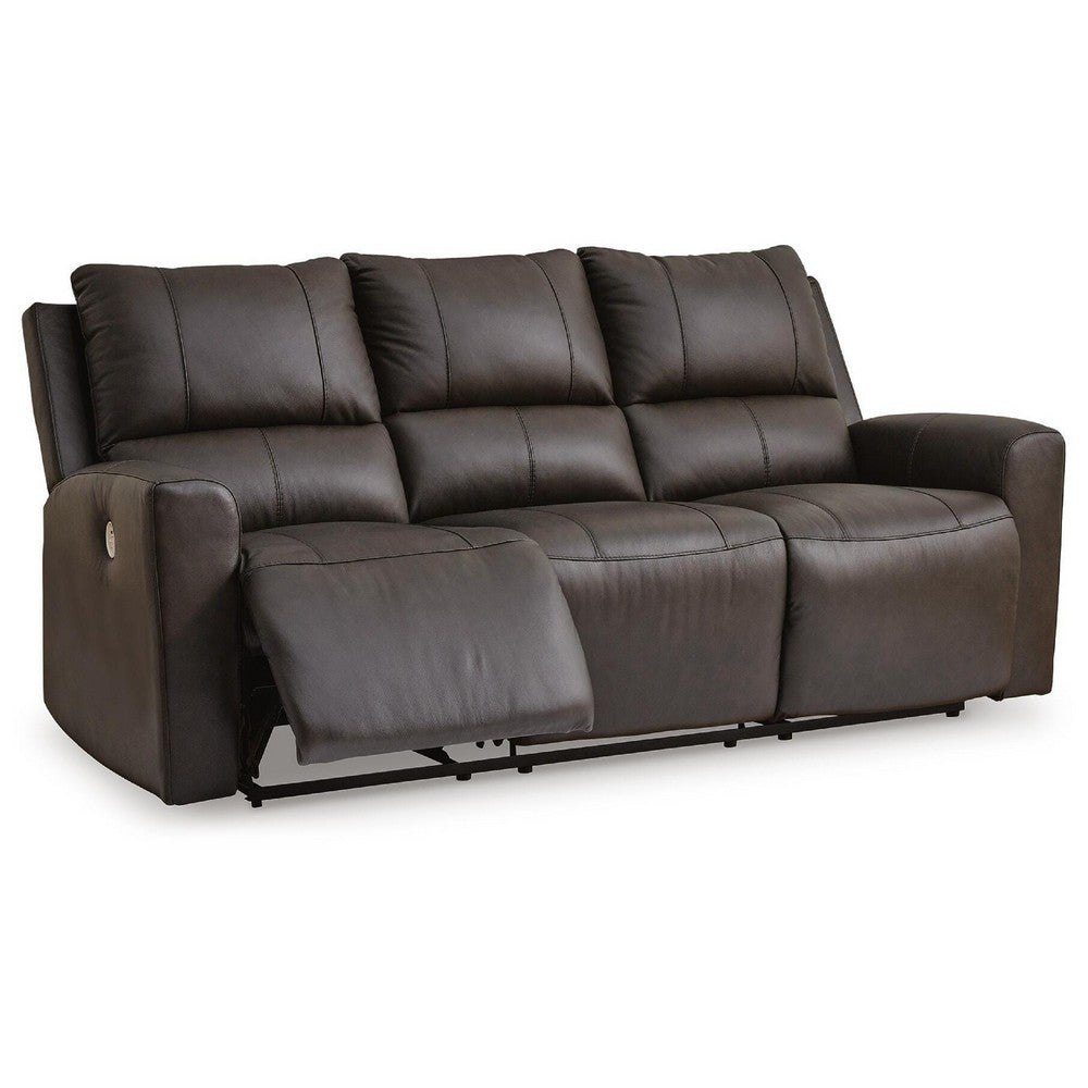 Andie Dual Power Reclining Sofa with USB Port | Storm Gray Leather 84"