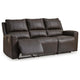 Andie Dual Power Reclining Sofa with USB Port | Storm Gray Leather 84"