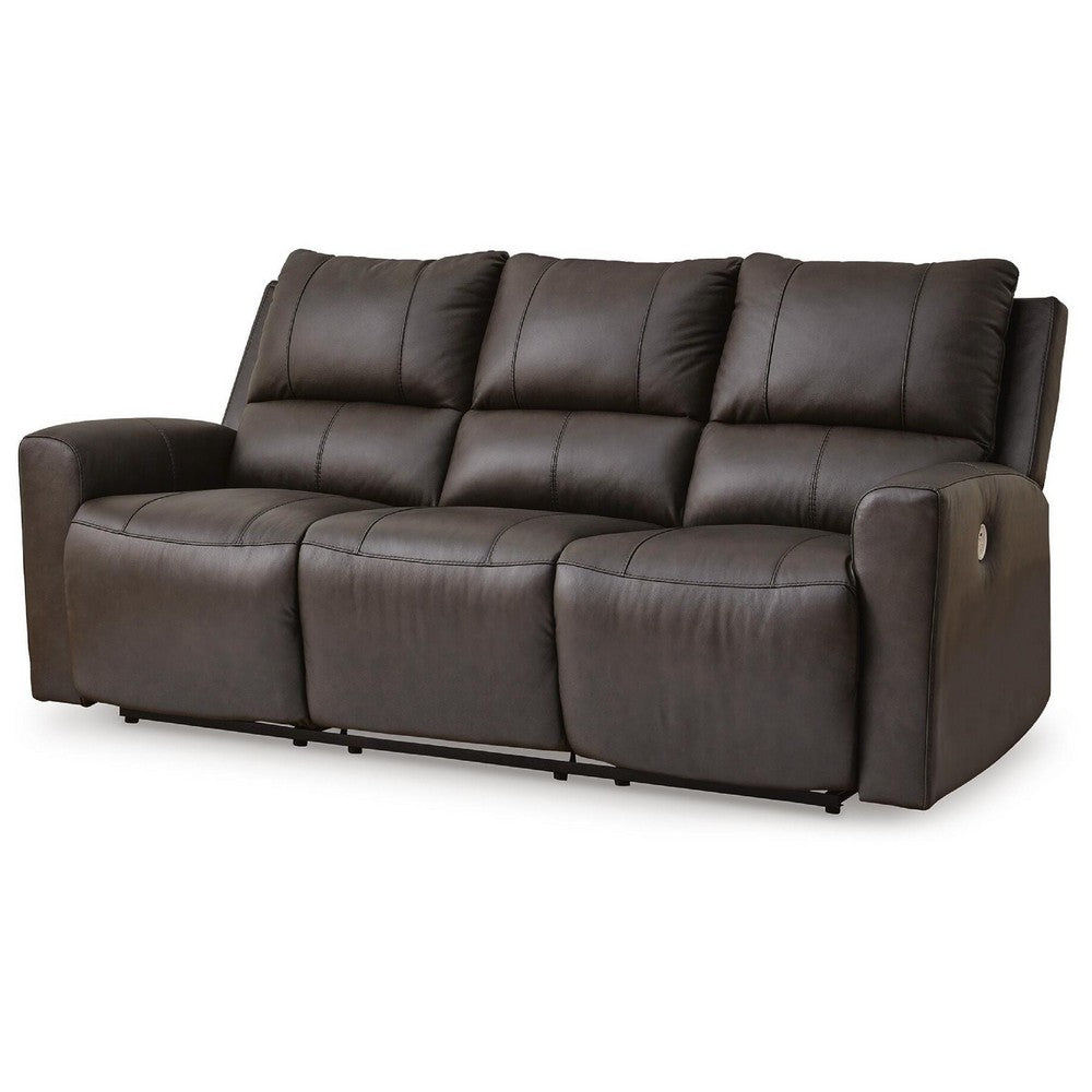 Andie Dual Power Reclining Sofa with USB Port | Storm Gray Leather 84"