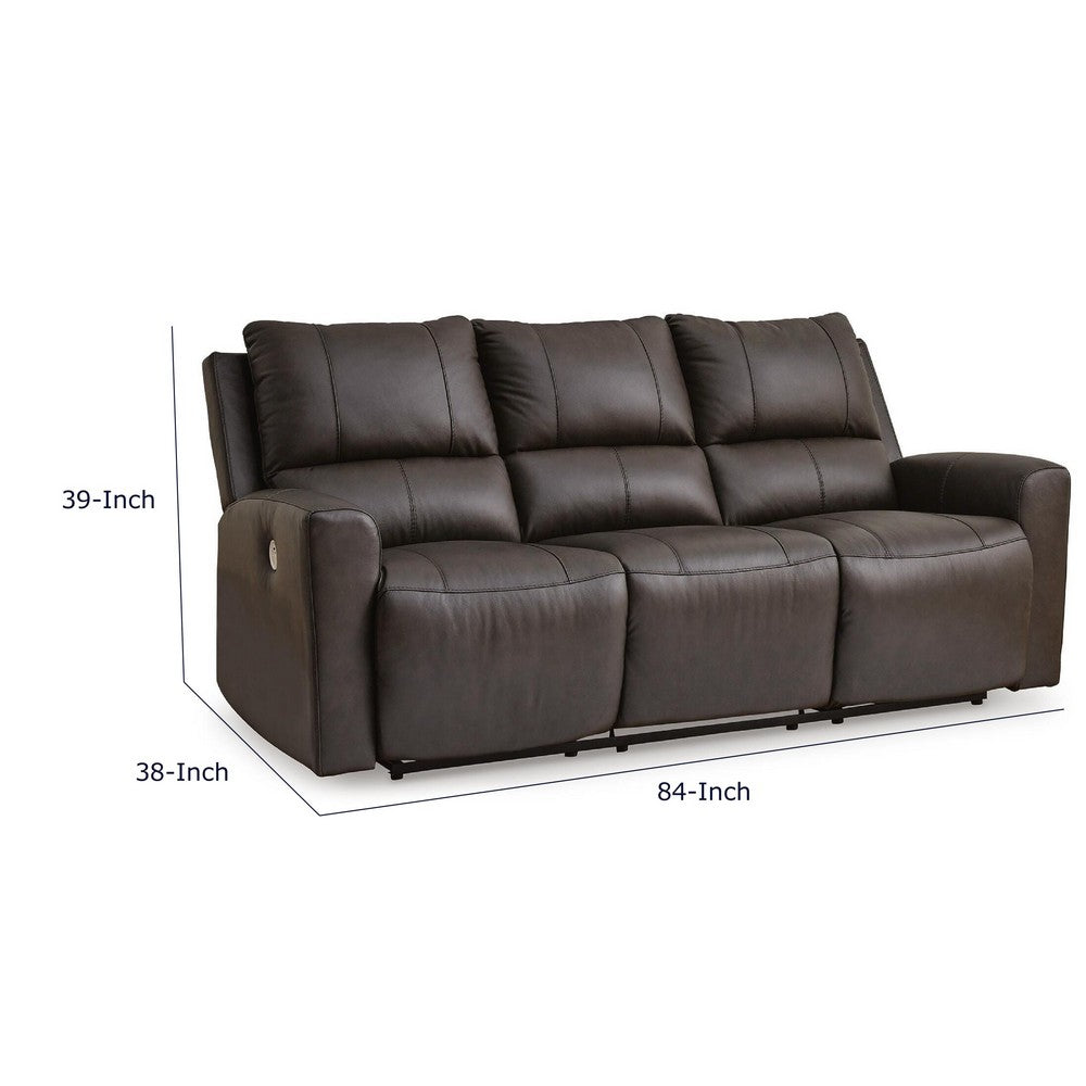 Andie Dual Power Reclining Sofa with USB Port | Storm Gray Leather 84"