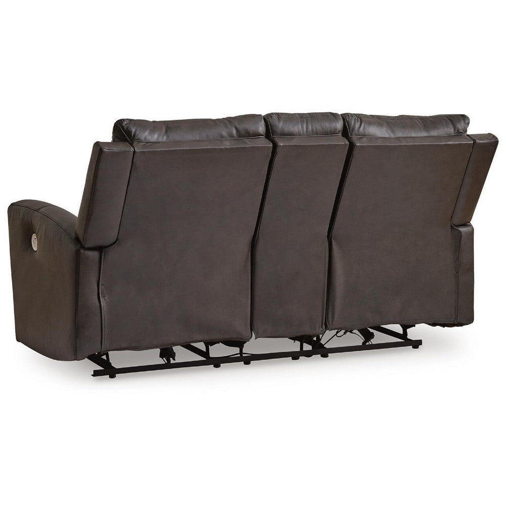 Andie Power Reclining Loveseat with Console | USB Port | Storm Gray Leather 75"