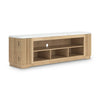 Dill TV St& Media Console with Storage | Faux Marble Top | Brown Wood 80"