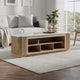 Dill TV St& Media Console with Storage | Faux Marble Top | Brown Wood 80"