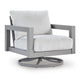 Jazzy Outdoor Swivel Chair with Corded Fabric Cushions | Gray Aluminum