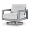 Jazzy Outdoor Swivel Chair with Corded Fabric Cushions | Gray Aluminum