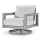 Jazzy Outdoor Swivel Chair with Corded Fabric Cushions | Gray Aluminum