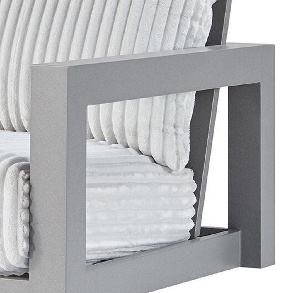 Jazzy Outdoor Swivel Chair with Corded Fabric Cushions | Gray Aluminum