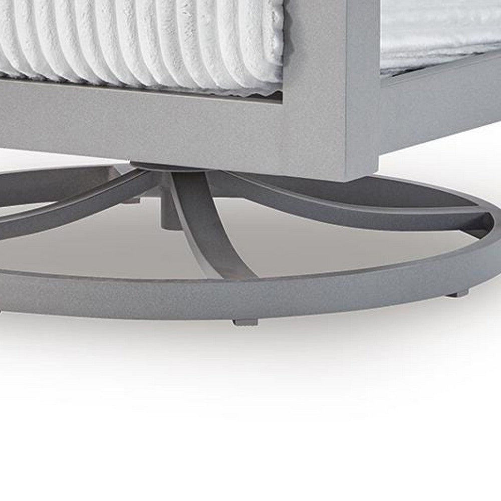 Jazzy Outdoor Swivel Chair with Corded Fabric Cushions | Gray Aluminum