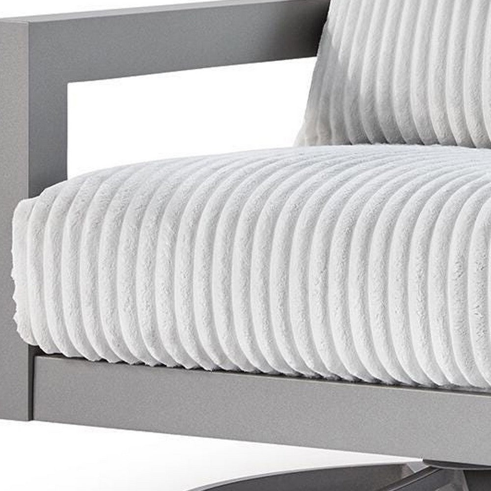 Jazzy Outdoor Swivel Chair with Corded Fabric Cushions | Gray Aluminum