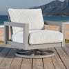 Jazzy Outdoor Swivel Chair with Corded Fabric Cushions | Gray Aluminum