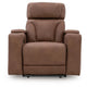 Syna Power Recliner Chair  with LED Lights and Storage | Caramel Brown Faux Leather