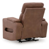 Syna Power Recliner Chair  with LED Lights and Storage | Caramel Brown Faux Leather