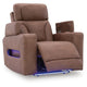 Syna Power Recliner Chair  with LED Lights and Storage | Caramel Brown Faux Leather