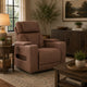 Syna Power Recliner Chair  with LED Lights and Storage | Caramel Brown Faux Leather