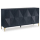 Bobby Accent Cabinet | Geometric Doors | Gold Metal Legs | Dark Blue Wood 72"