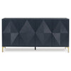 Bobby Accent Cabinet | Geometric Doors | Gold Metal Legs | Dark Blue Wood 72"
