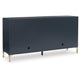 Bobby Accent Cabinet | Geometric Doors | Gold Metal Legs | Dark Blue Wood 72"