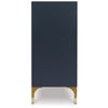 Bobby Accent Cabinet | Geometric Doors | Gold Metal Legs | Dark Blue Wood 72"