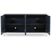 Bobby Accent Cabinet | Geometric Doors | Gold Metal Legs | Dark Blue Wood 72"