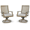 Inaya Patio Swivel-Rocker Chair Set | Slatted Aluminum | Beige Fabric