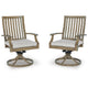 Inaya Patio Swivel-Rocker Chair Set | Slatted Aluminum | Beige Fabric