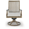 Inaya Patio Swivel-Rocker Chair Set | Slatted Aluminum | Beige Fabric
