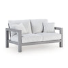 Jazzy Outdoor Loveseat with 2 Accent Pillows | Gray Aluminum Frame 62"