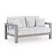 Jazzy Outdoor Loveseat with 2 Accent Pillows | Gray Aluminum Frame 62"