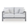Jazzy Outdoor Loveseat with 2 Accent Pillows | Gray Aluminum Frame 62"
