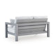 Jazzy Outdoor Loveseat with 2 Accent Pillows | Gray Aluminum Frame 62"