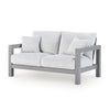 Jazzy Outdoor Loveseat with 2 Accent Pillows | Gray Aluminum Frame 62"