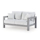 Jazzy Outdoor Loveseat with 2 Accent Pillows | Gray Aluminum Frame 62"