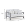 Jazzy Outdoor Loveseat with 2 Accent Pillows | Gray Aluminum Frame 62"