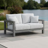Jazzy Outdoor Loveseat with 2 Accent Pillows | Gray Aluminum Frame 62"
