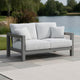 Jazzy Outdoor Loveseat with 2 Accent Pillows | Gray Aluminum Frame 62"