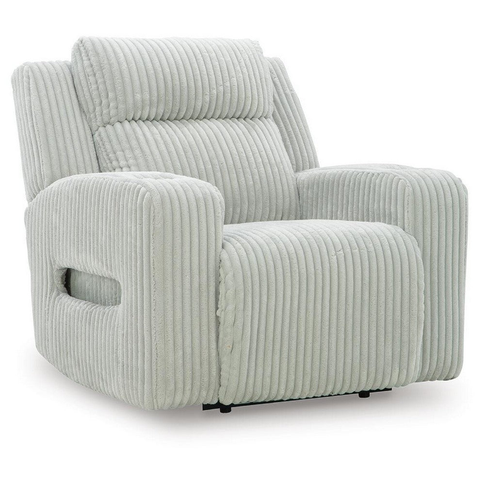 Rumy Power Recliner Chair with Blue LED | Cup-Holder | Off White Corded Polyester