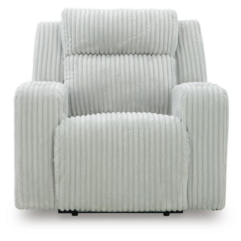 Rumy Power Recliner Chair with Blue LED | Cup-Holder | Off White Corded Polyester