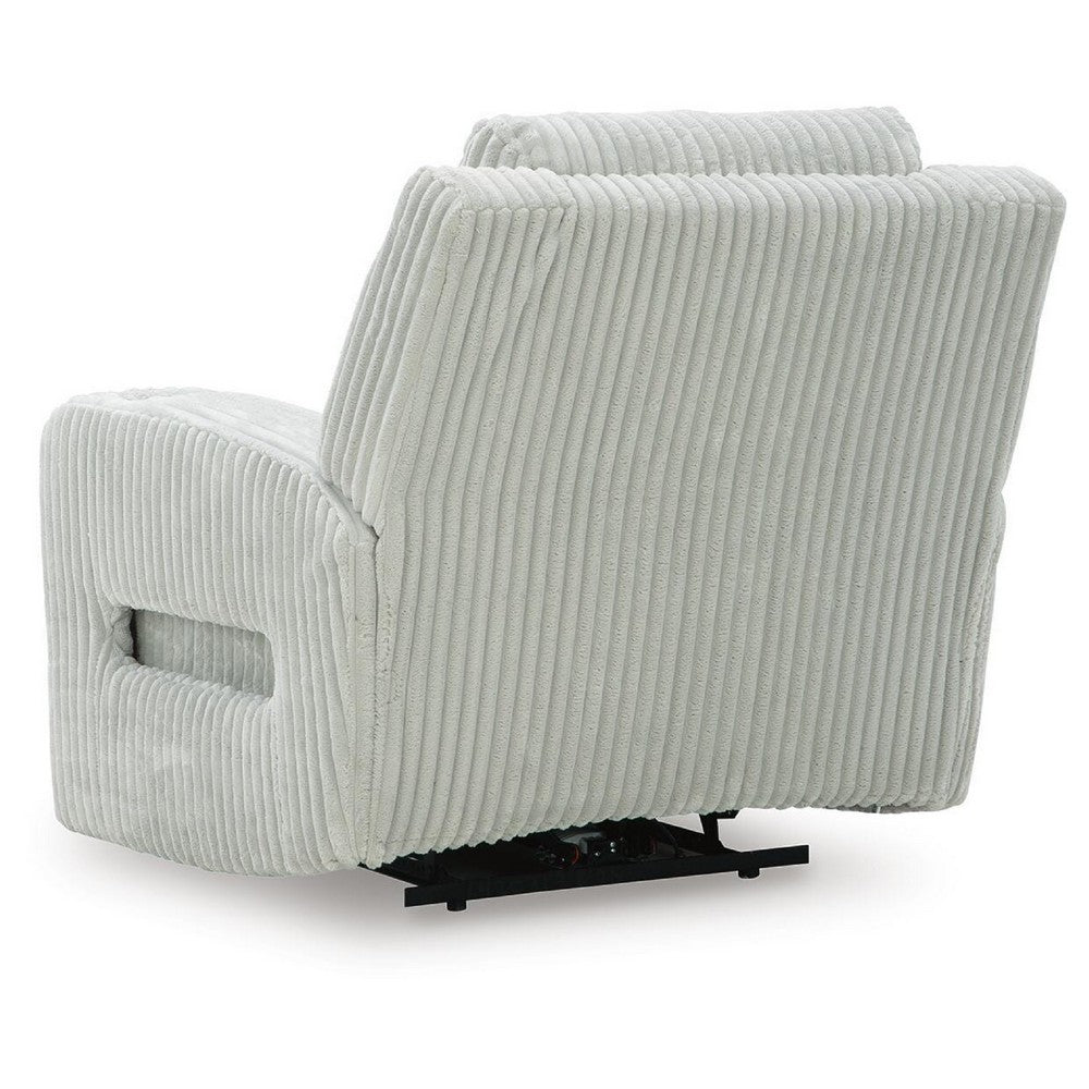 Rumy Power Recliner Chair with Blue LED | Cup-Holder | Off White Corded Polyester