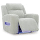 Rumy Power Recliner Chair with Blue LED | Cup-Holder | Off White Corded Polyester