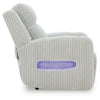 Rumy Power Recliner Chair with Blue LED | Cup-Holder | Off White Corded Polyester