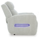 Rumy Power Recliner Chair with Blue LED | Cup-Holder | Off White Corded Polyester